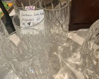 #152 Gorham lady Anne crystal high ball 4 glasses $30.00