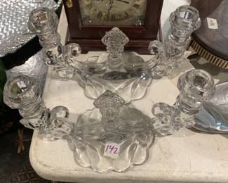 #142 Cambridge Caprice Double Candlestick set of 2 $50.00