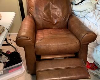 #35 Sable Leather Recliner (as is Foot Torn) $100.00