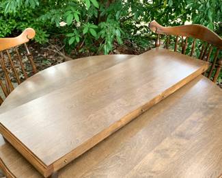 #80 Wood Round Laminate Top Table w/5 chairs (bonus chair in pieces one other needs repairs) - 40-53x40x29 $125.00