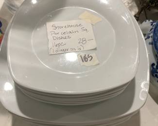 #165 Storehouse Porcelain square Dishes - 16 pc - ( 1 dinner as is) $28.00