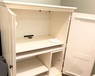 #20 Cream Painted Laminate Desk/Armoire w/2 doors & pull-out Desk - 41x24x54 $75.00