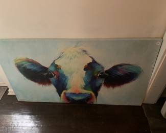 #183 large canvas painting of a cow $30.00