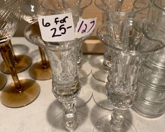 #127 Set of 6 Dessert Wine Glasses w/bubble glass stem $25.00