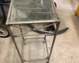 #95 Metal/Glass Side Table - 10square x 22 $20.00