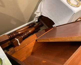 #25 Wood Table w/drawers (as is crack and scratch) legs need assembling - 30x60 $75.00