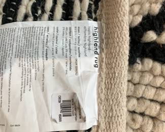 #7 Wool, Jute & Cotton White & Black Rug - 8x10 Highland Rugs Brand $150.00