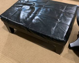 #17 Button Top Black Ottoman (some buttons loose and as is side) - 30x40x15 $25.00