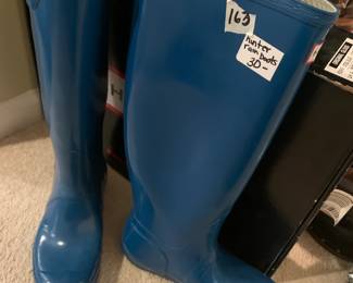 #163 Hunter Steel Blue Rain Boots w/box Size 7M $30.00