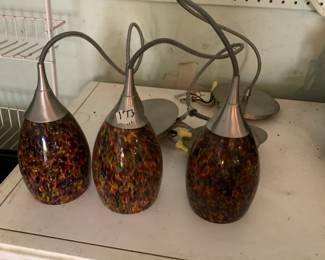 #173 Set of 3 Mosaic Pendant Lights Wired $30.00