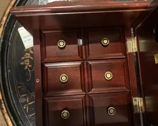#144 Portsmouth Quartz Battery Clock - w/hidden 3 hidden drawers - CSC Brand - 12x9x6 $25.00