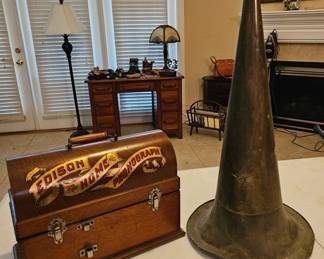 Circa early 1900's Edison Phonograph with Brass Horn and Oak Box.
Pre Sale will be late next week so text early for entry.