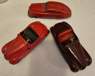 Three 1950's German Schuco Cars, Schuco 1750. Schuco Examico 4001 and Akustico 2002, as shown in next Photo.