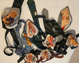 1950's Men's Risque Ties, Plain front, pinups on back inside.