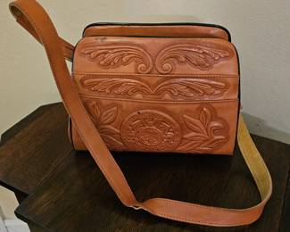 Vintage Mexican Tooled Leather Handbag