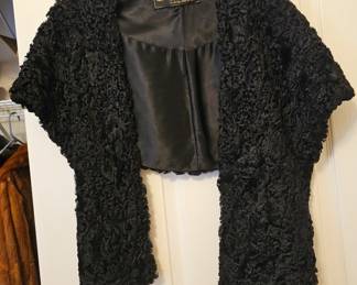 Vintage Sistovaris of Greece Black Persian Curly Lamb Stole