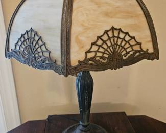 1920's era Slag Glass Lamp which I believe is Bradley & Hubbard and works beautifully