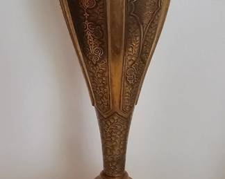 Brass Vase in the Koftgari Style developed in the Mughal period of hammering Gold and Silver into Metals.
