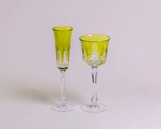 Green flute and wine