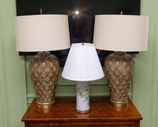 Avacado Lamps and Wig Hat table lamo