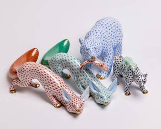 Herend fishnet foxes and bears