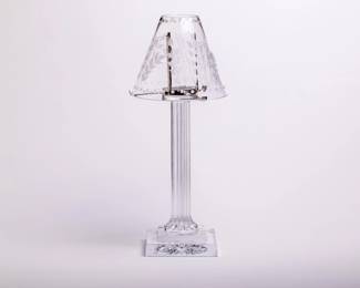 Fern Pattern candle light -- total of ten. Tall, not so tall and 3 with ribbed green and amber shades. by William Yeoward