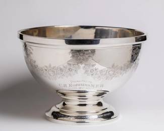 Sterling Silver Trophy punch bowl (14" diameter) a Bid item with a current bid of $2,000 -- bidding ends June 18th noon