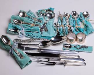 Tiffany Sterling silver cutlery...sugar spoon in center has been sold as well as a few serving spoons, dessert forks and spoons