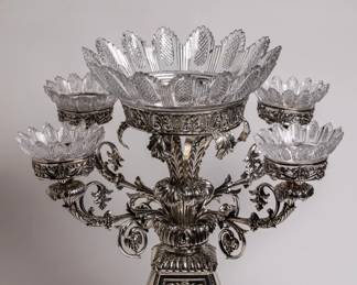 19th Century George IV Solver Epergne, Birmingham 1824 -- Sterling Silver (tested). Bid item current bid $4,000. Silent auction ends June 18th noon. Owner Reserve must be met