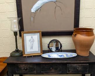 McGee platter, Table Lamp, Semi-glazed pot, Concave mirror