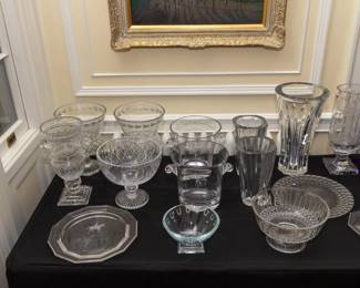Miscellanous crystal trophy vases and plates
