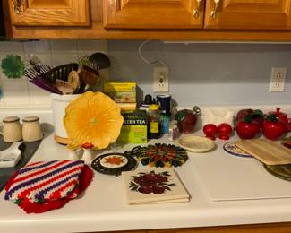 Vintage hot pads and decor