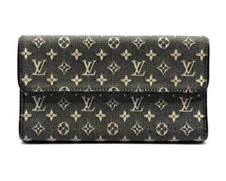 Louis Vuitton Black Monogram Mini Lin Wallet; Pre-Owned