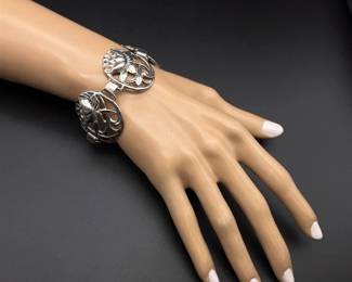 Sterling Floral Link Bracelet – Art Nouveau Inspired