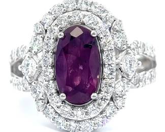 NEW! Oscar Friedman 3.15 Carat RARE Unheated Kashmir Sapphire (GIA) & Natural Diamond Ring in Platinum