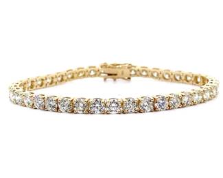 NEW! 12.34 Carat Natural Diamond Tennis Bracelet in 14k Yellow Gold