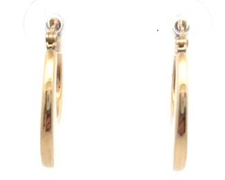 Carla Design Flattened Oblong Hoop Earrings in 14k Yellow Gold