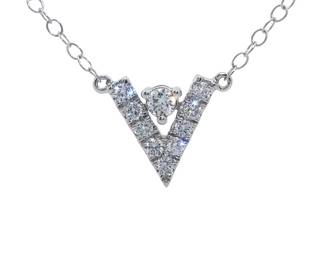 NEW! 0.25 Carat Diamond Chevron Layering Necklace in White Gold