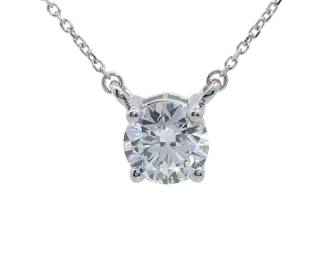 NEW! 2 Carat Diamond Round Solitaire Necklace in 14k White Gold