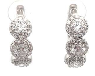 NEW! 2.25 Carat Diamond Triple Halo Hoop Earrings in 14k White Gold