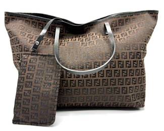 Fendi Zucca Coated Canvas Tote with Removable Pouch; Pre-Owned