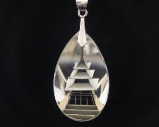 Vintage Reverse Carved Crystal Pagoda Pendant Necklace – Sterling Silver