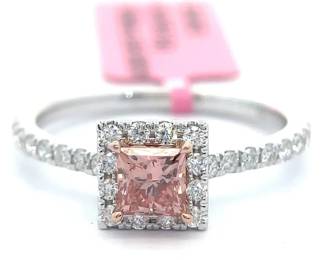 NEW! 0.85 Carat Fancy Pink & White Diamond Ring in 14k Two-Tone Gold