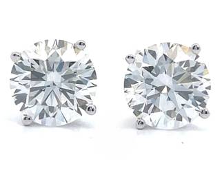 NEW! 3 Carat Diamond Solitaire Martini Stud Earrings in 14k White Gold