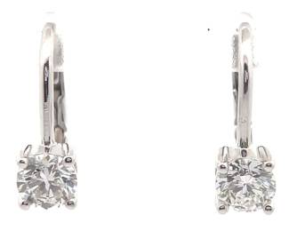 NEW! 1 Carat Diamond Solitaire Lever Back Earrings in 14k White Gold