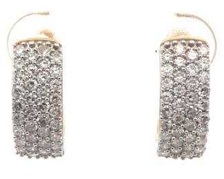 NEW! Sparkling 1 Carat Diamond Pavé Oblong Hoop Earrings