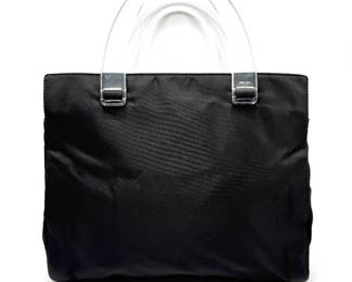 Prada Black Tessuto Nylon Tote with Clear Plastic Handles; Pre-Owned