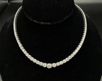 NEW! Oscar Friedman 27.69 Carat Natural Diamond Tennis Chain Necklace in Platinum