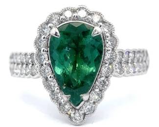 NEW! 2.44 Carat Designer 'Jessica Ring' EXTREMELY RARE Paraiba Tourmaline & Natural Diamond Ring in Platinum