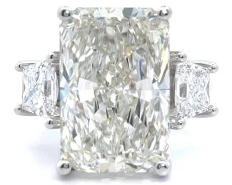 13 Carat Radiant Cut Diamond Three-Stone Ring in 14k White Gold